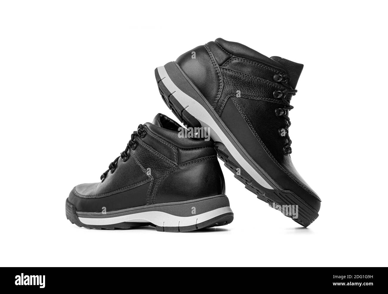 Black boots isolated on white background Stock Photo - Alamy