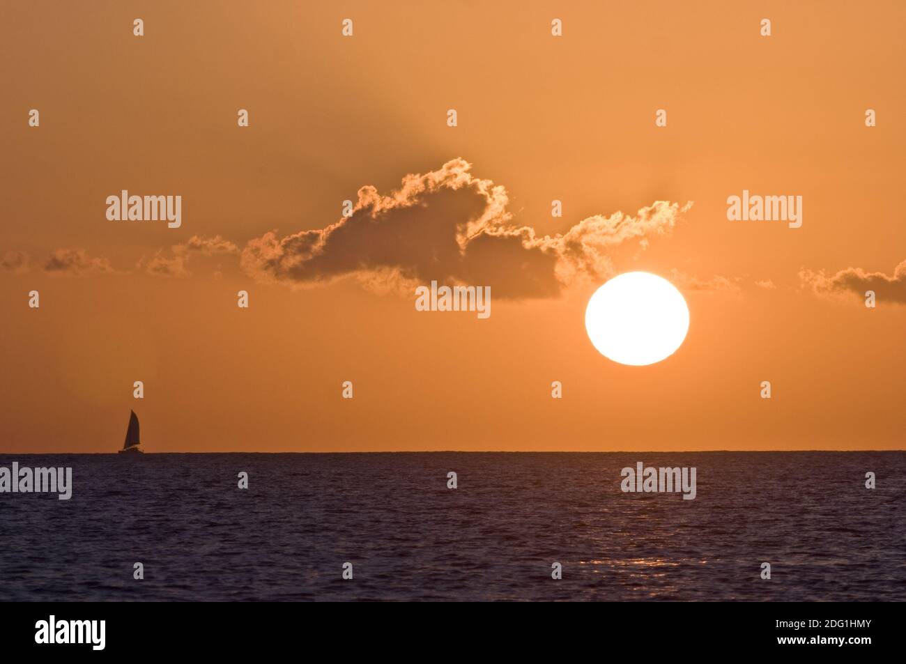 Sunset in the caribean sea Stock Photo