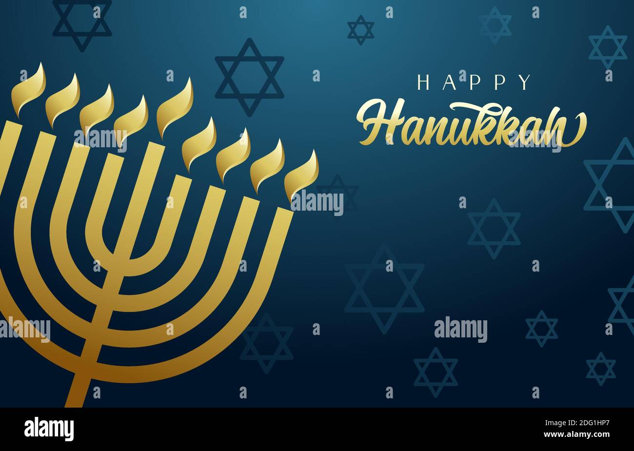 Happy Hanukkah, the Jewish festival of lights, festive blue background