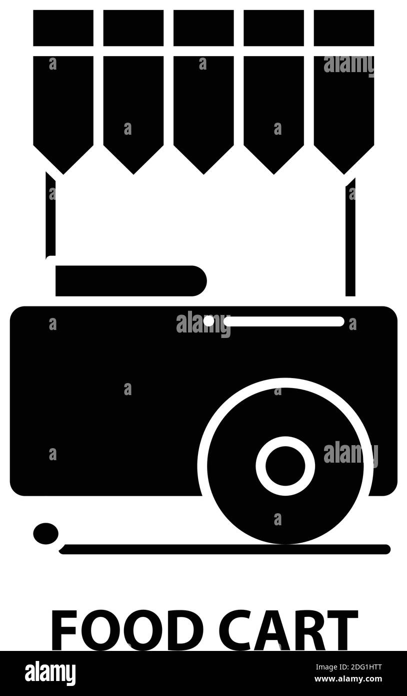 food cart icon, black vector sign with editable strokes, concept