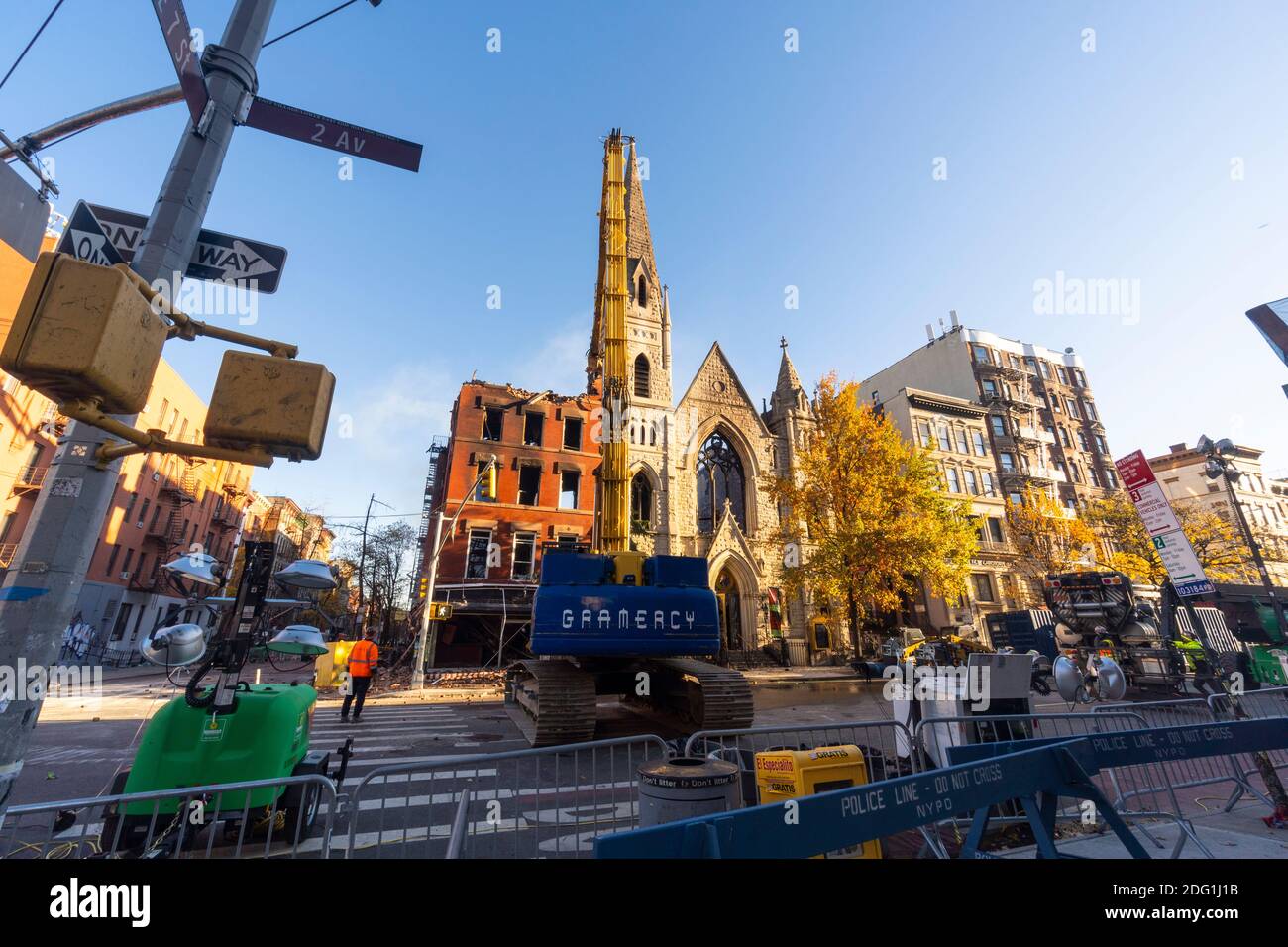 Middle Collegiate Church Destroyed In East Village Fire NYC Stock Photo