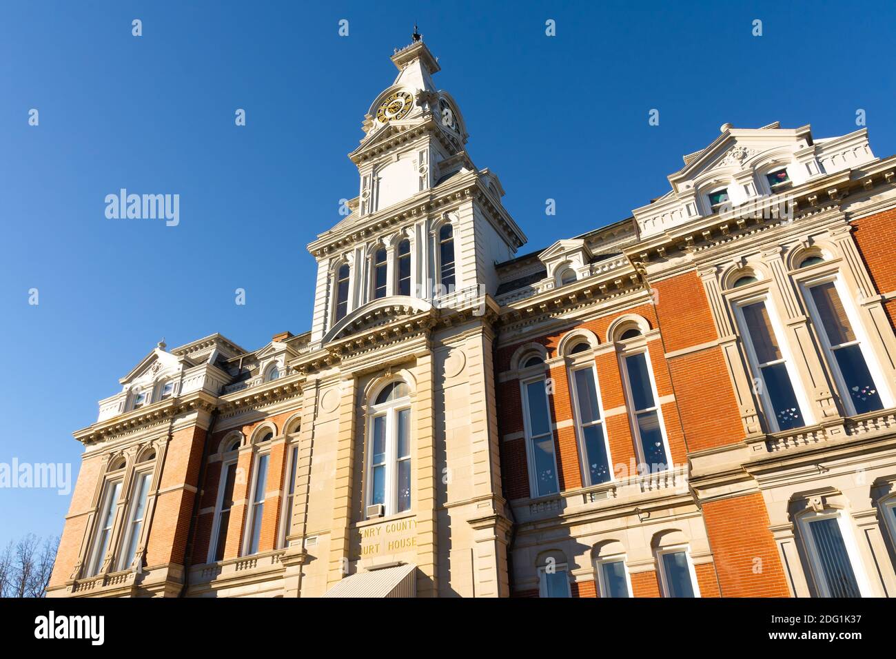 Exterior of the Henry County Courthouse in the morning light. Cambridge