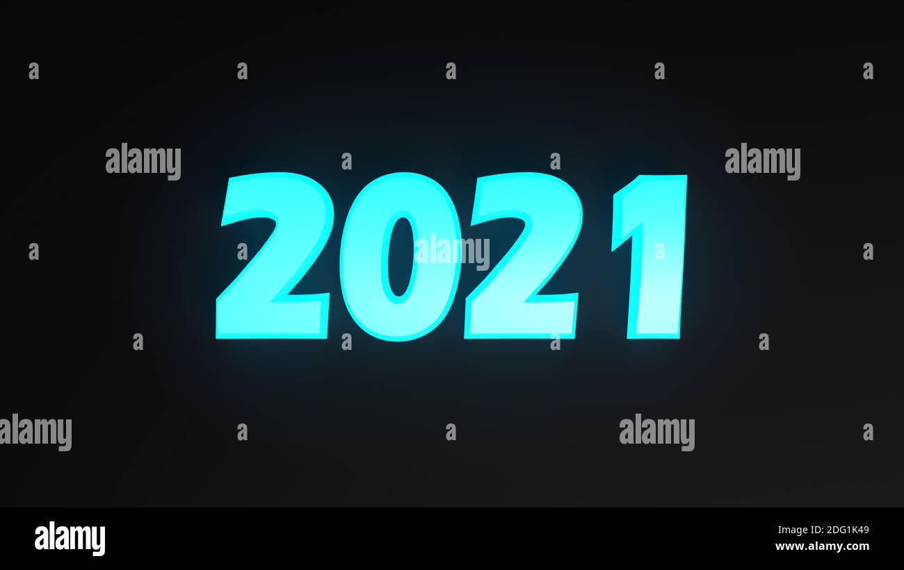 2021 Blue Write On Black Background 3d Rendering Illustration Stock Photo Alamy