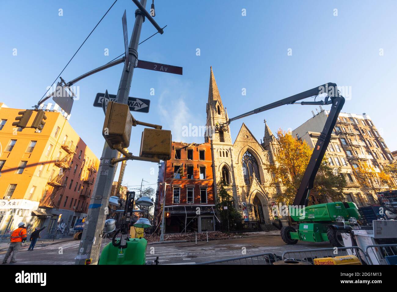 Middle Collegiate Church Destroyed In East Village Fire NYC Stock Photo