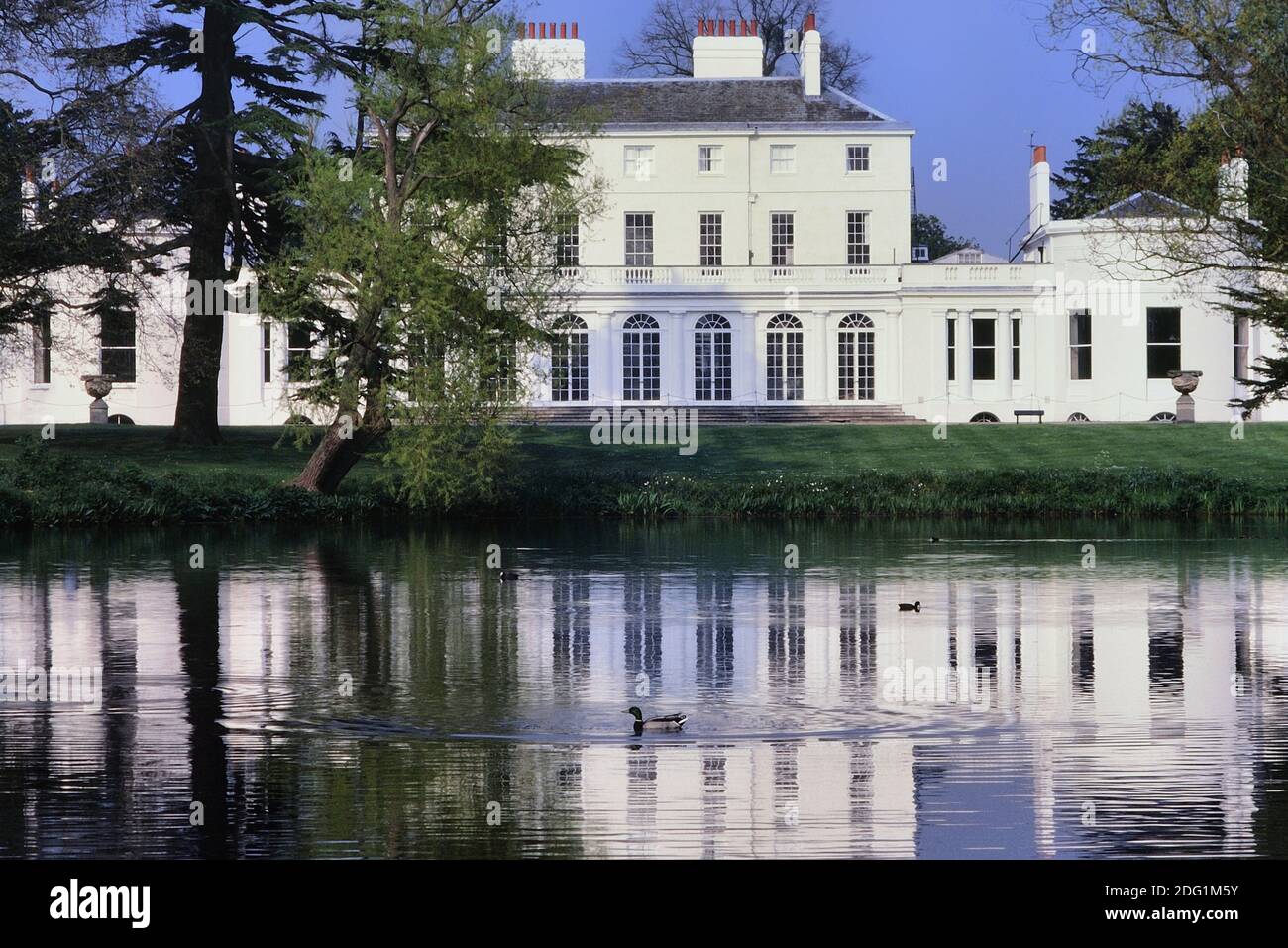 Frogmore House viewed across the lake, Windsor. Berkshire. England. UK Stock Photo
