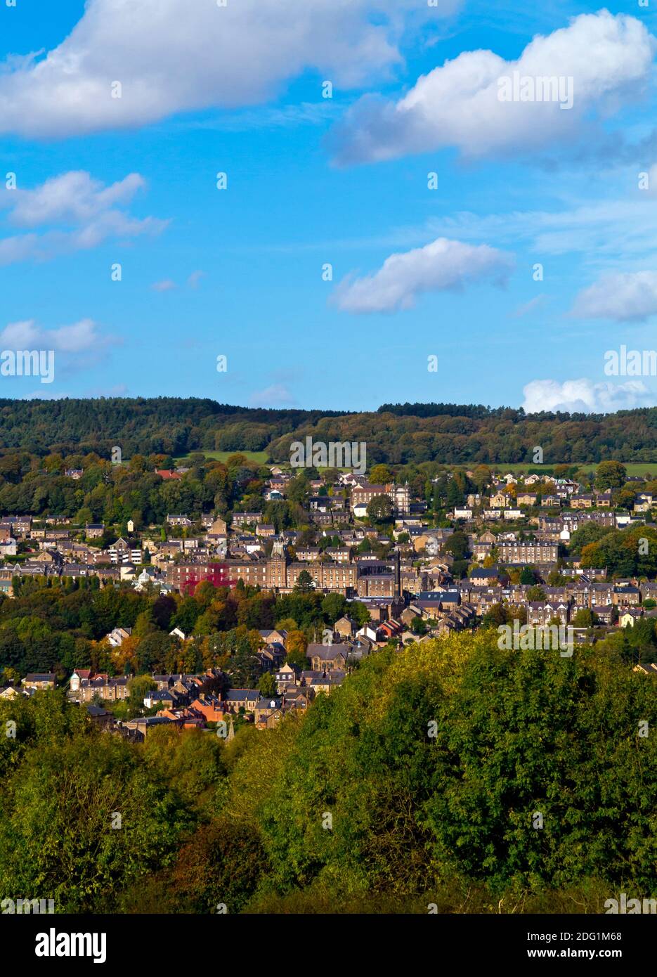 View over Matlock in the Derbyshire Peak District England UK the county town of Derbyshire and a spa town popular with tourists. Stock Photo
