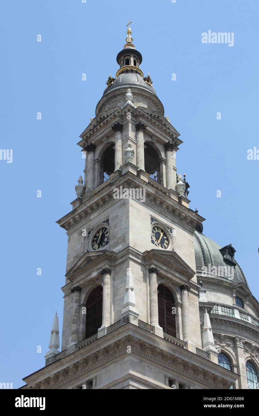 Bell tower of St. Stephen Basilica in Budapest Stock Photo
