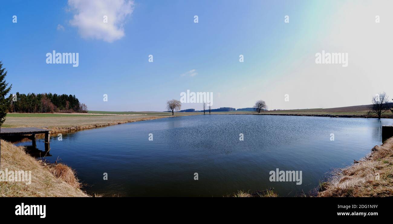 Small lake panorama Stock Photo