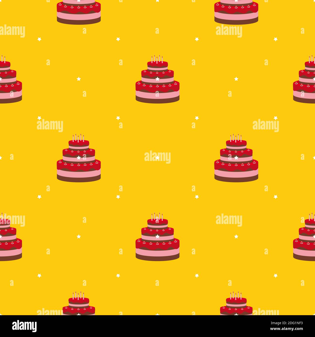 Birthday Cake Seamless Pattern Background Illustration Stock Photo - Alamy