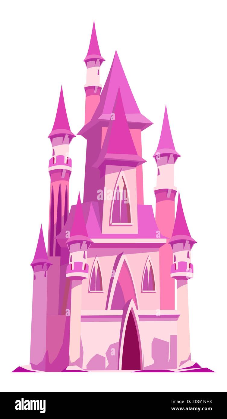 Pink castle for fairy princess, cartoon vector illustration isolated Stock Vector