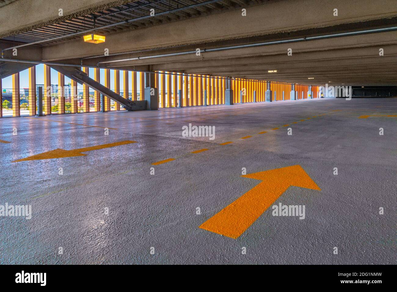 Interior of new parking garage, Baltimore USA Stock Photo