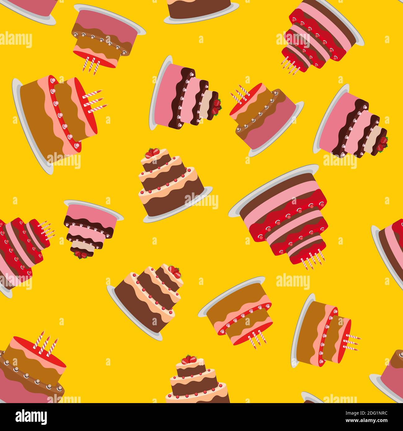 Birthday Cake Seamless Pattern Background Illustration Stock Photo - Alamy