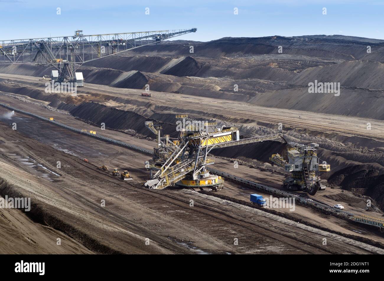 Overburden excavator in opencast lignite mining Stock Photo