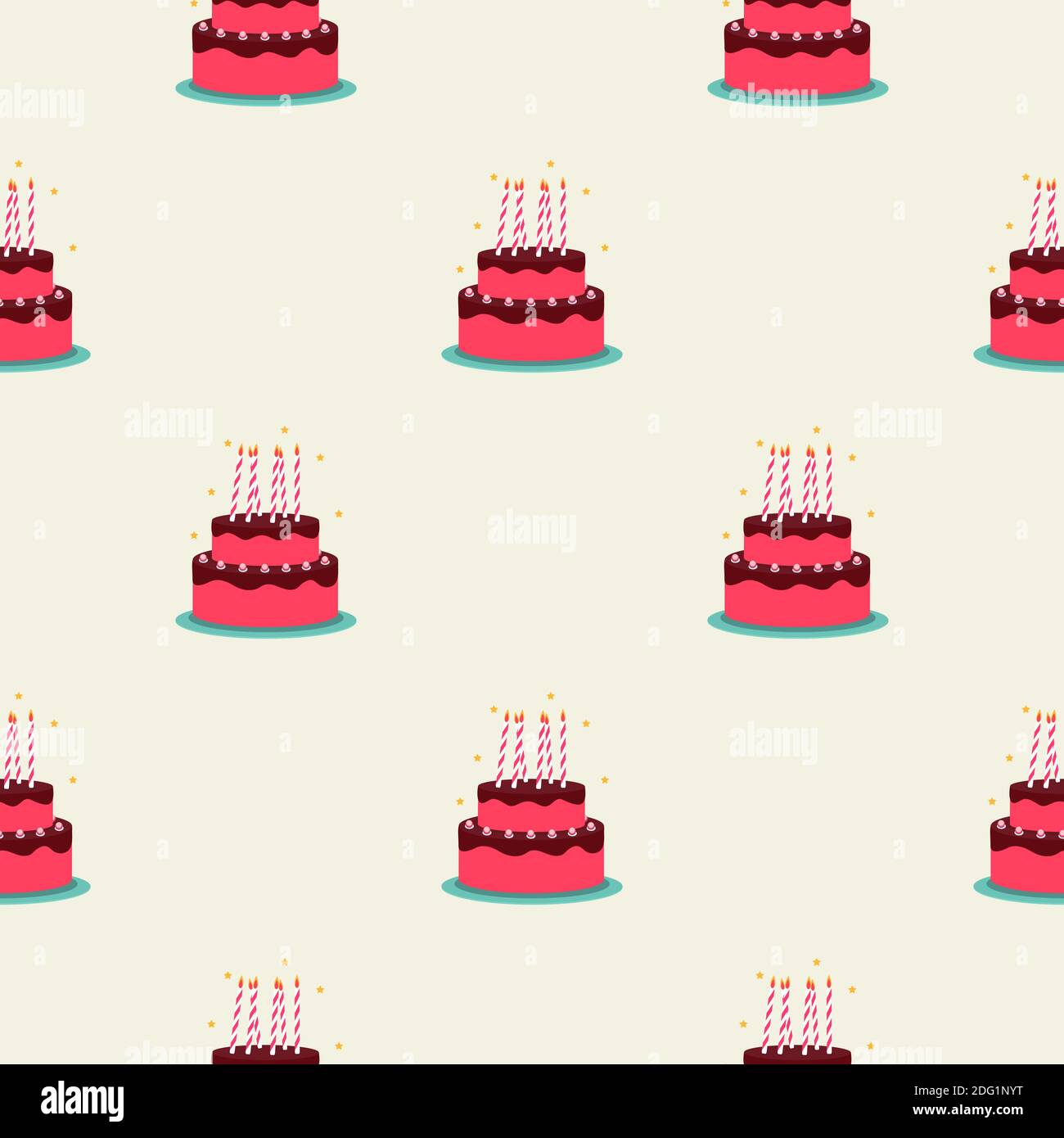 Birthday Cake Seamless Pattern Background Illustration Stock Photo - Alamy