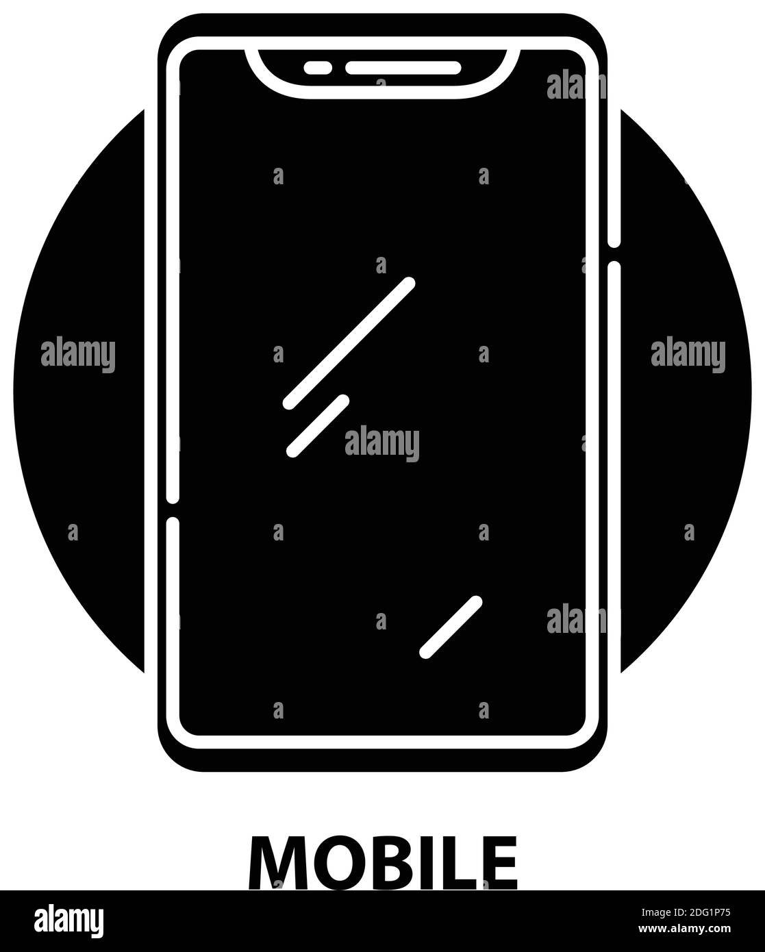mobile icon, black vector sign with editable strokes, concept ...