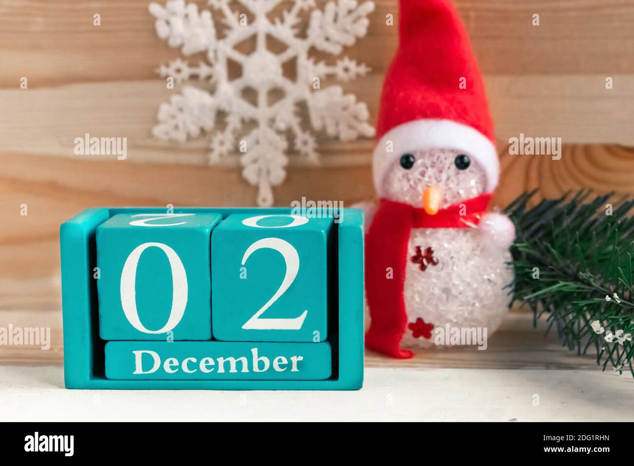 December 2. Blue cube calendar with month and date and