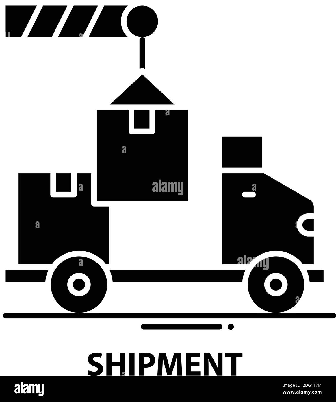 shipment icon, black vector sign with editable strokes, concept illustration Stock Vector