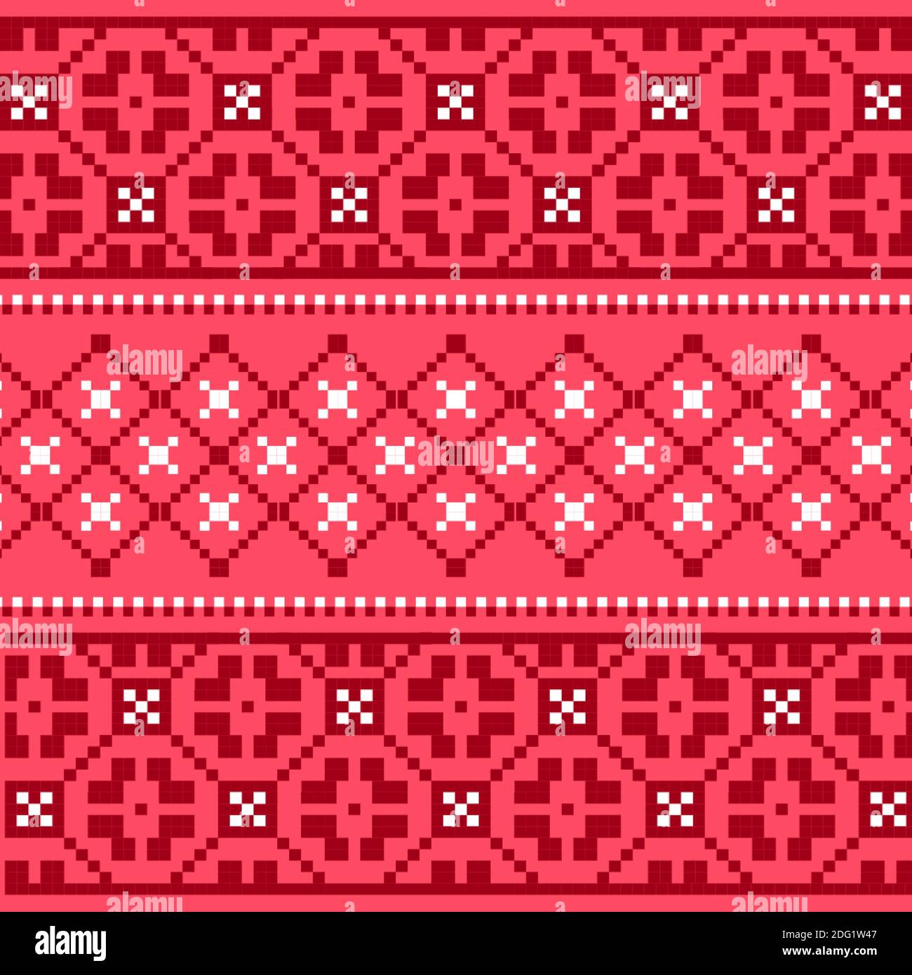 Knitted christmas seamless pattern in red. Stock Vector