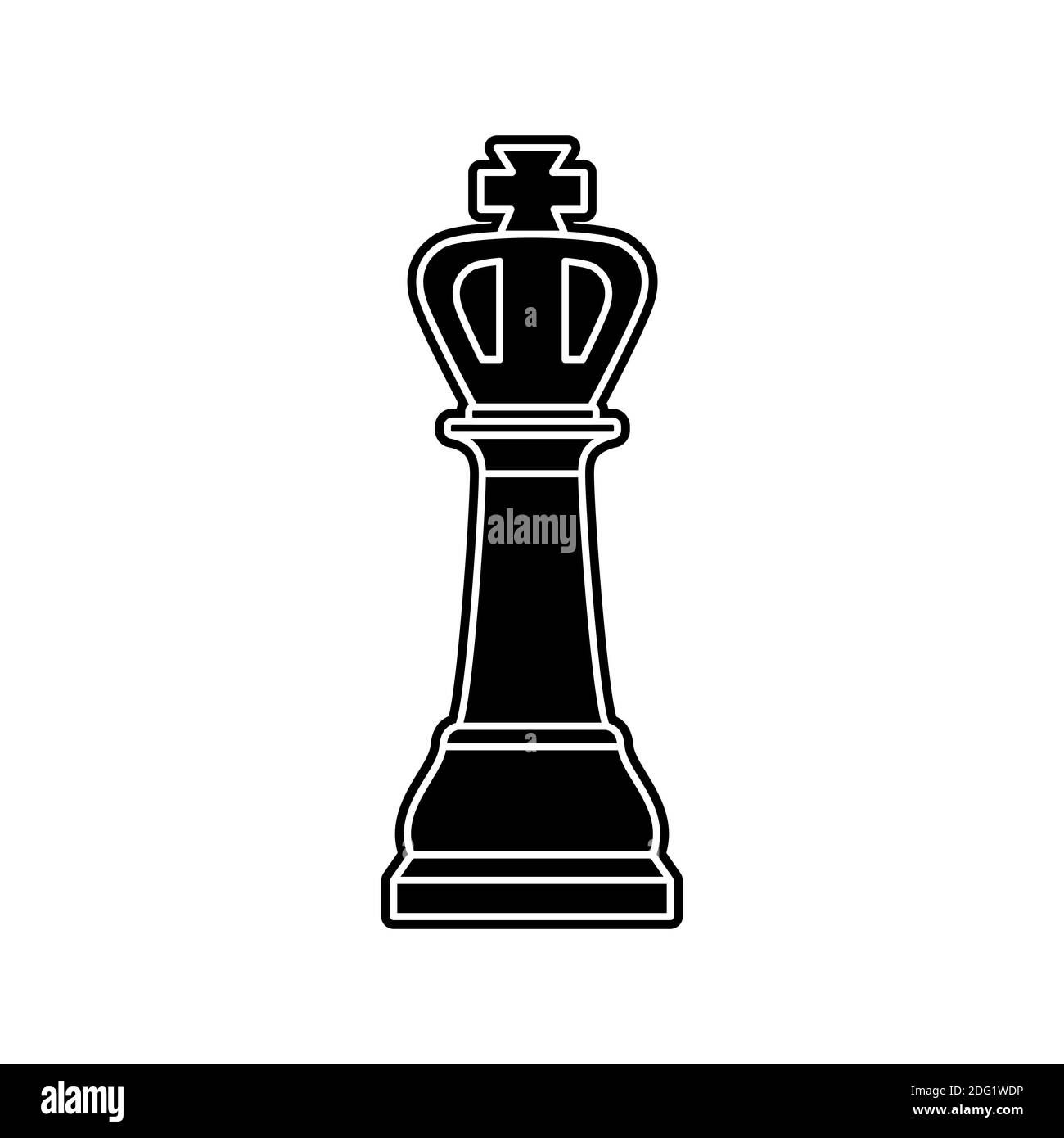Black chess King piece on white background Stock Vector