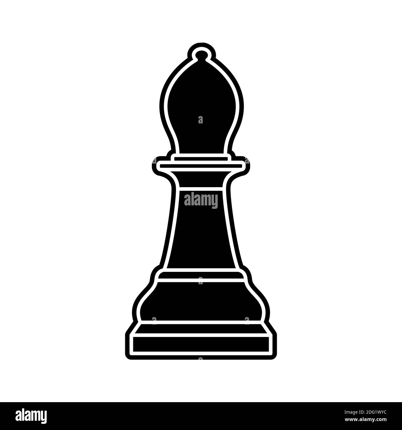 Black chess bishop piece on white background Stock Vector