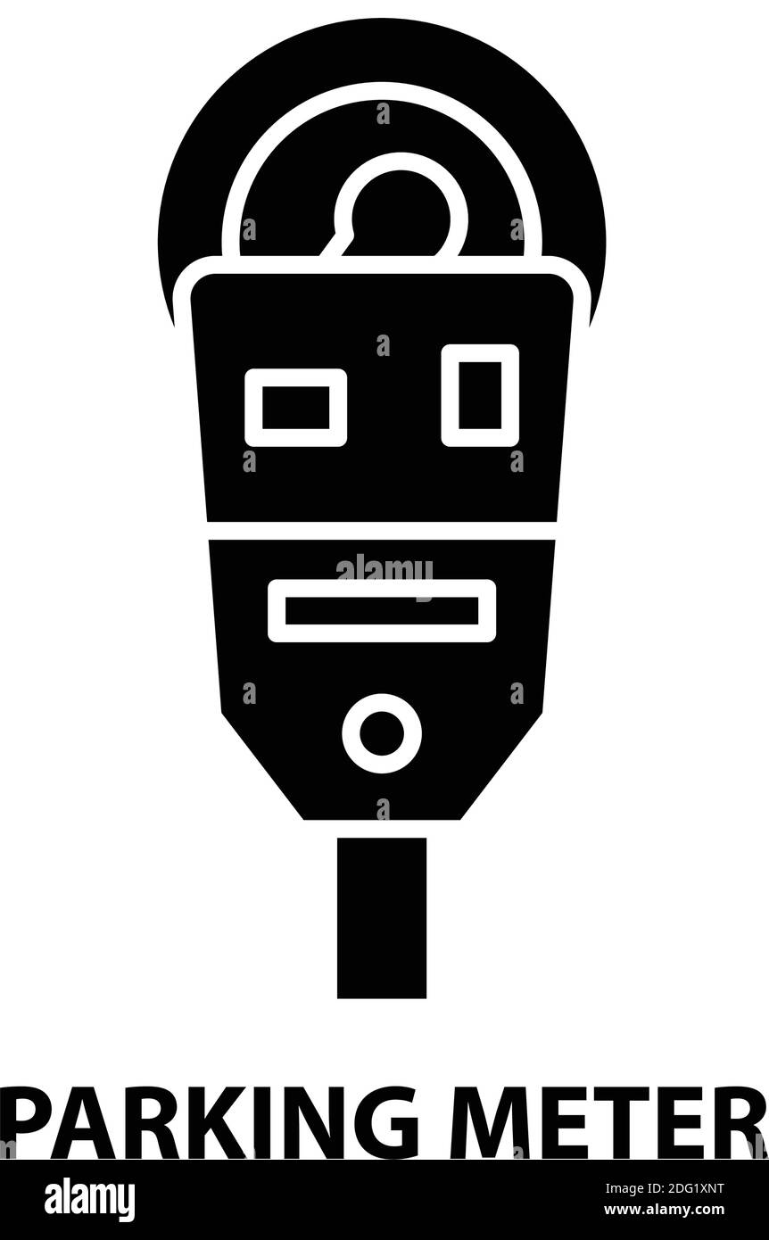 parking meter icon, black vector sign with editable strokes, concept illustration Stock Vector