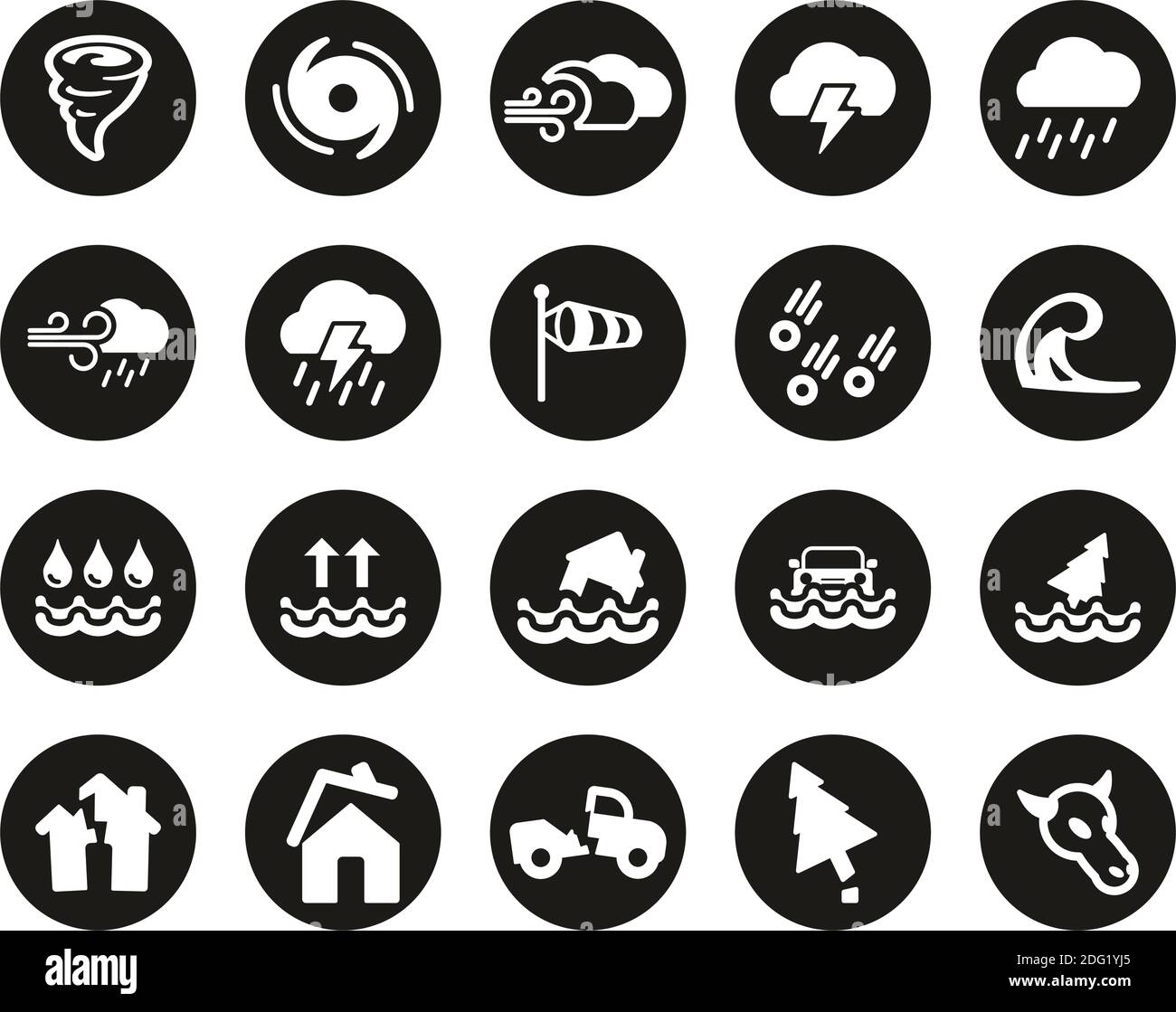 Tornado Or Hurricane Icons White On Black Flat Design Circle Set Big Stock  Vector Image & Art - Alamy