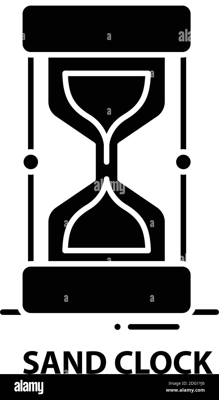 sand clock symbol icon, black vector sign with editable strokes, concept illustration Stock