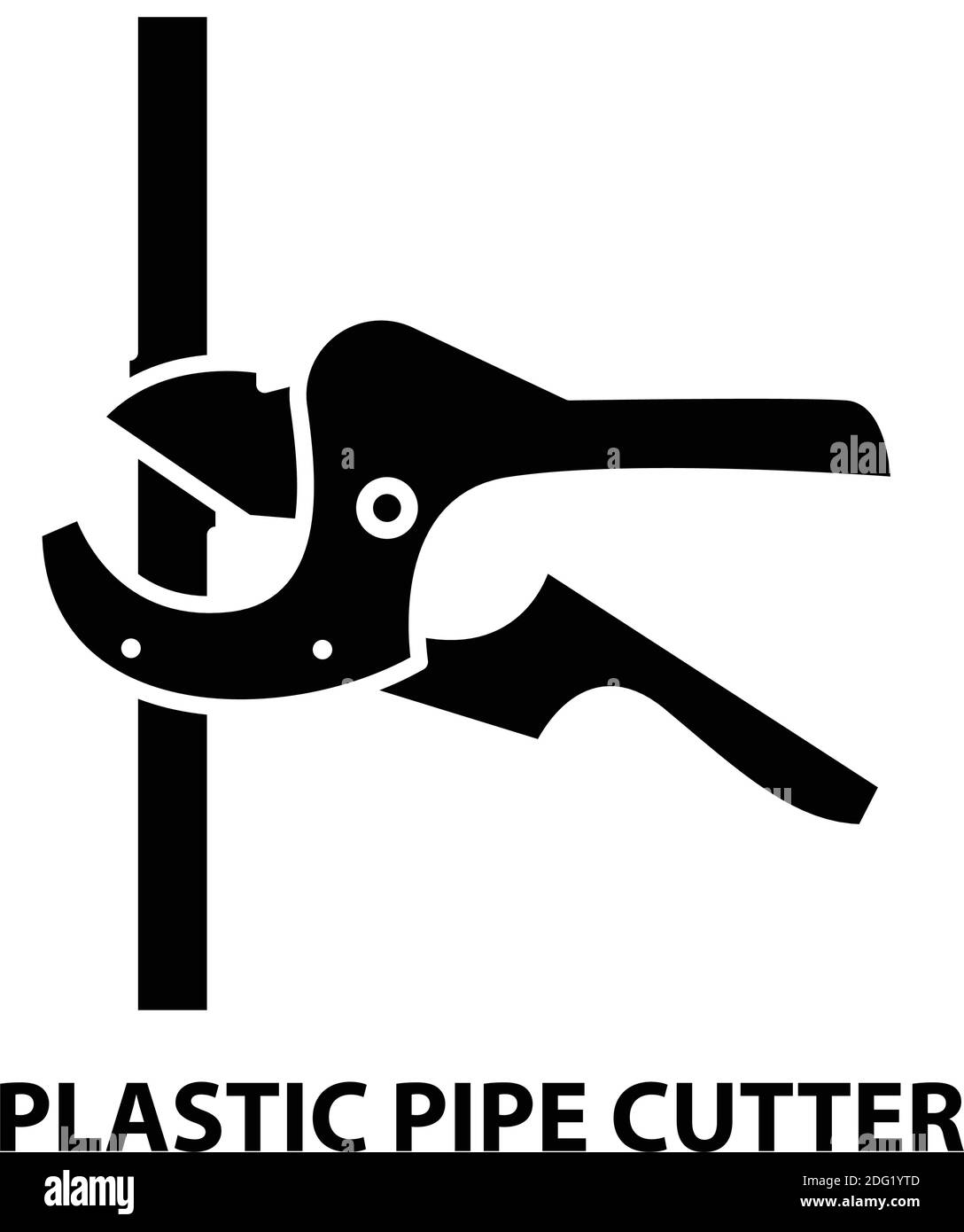 plastic pipe cutter symbol icon, black vector sign with editable