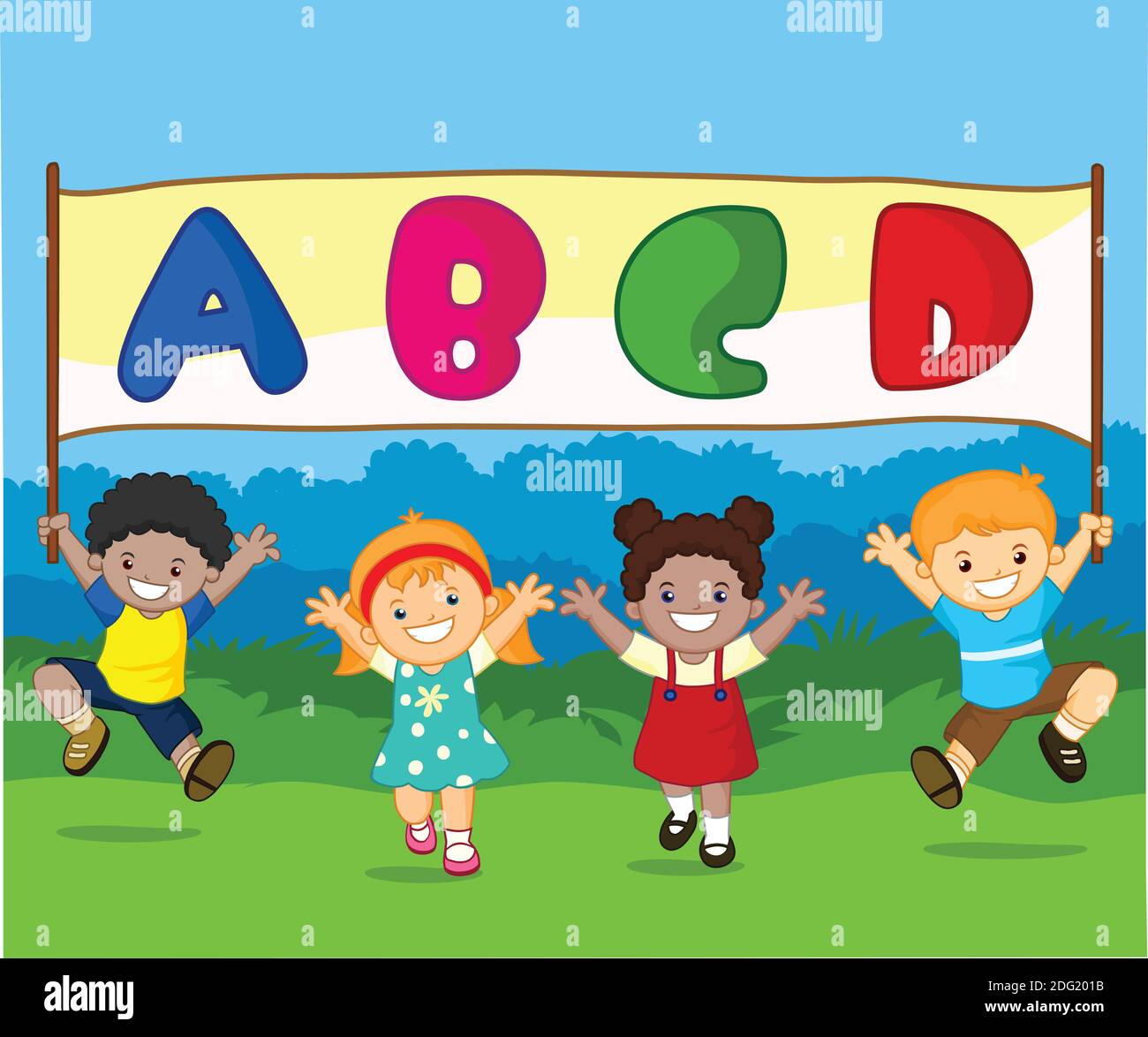 Happy Kids with ABCD banner Stock Vector Image & Art - Alamy