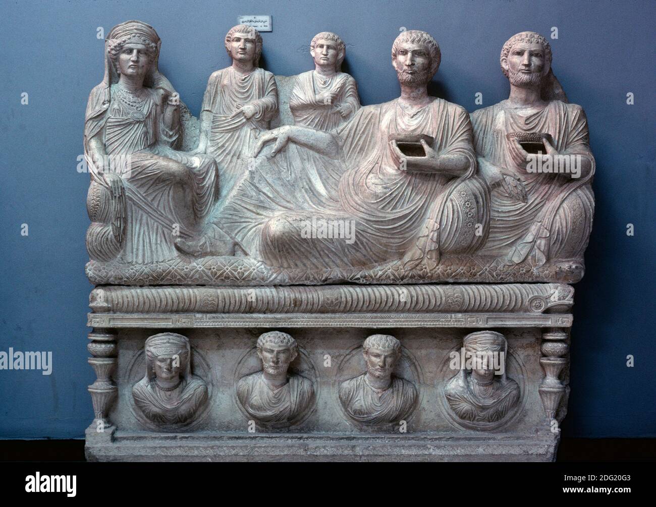 funerary sculpture of a family, from Palmyra, Syria, now in the National Museum, Damascus Stock Photo
