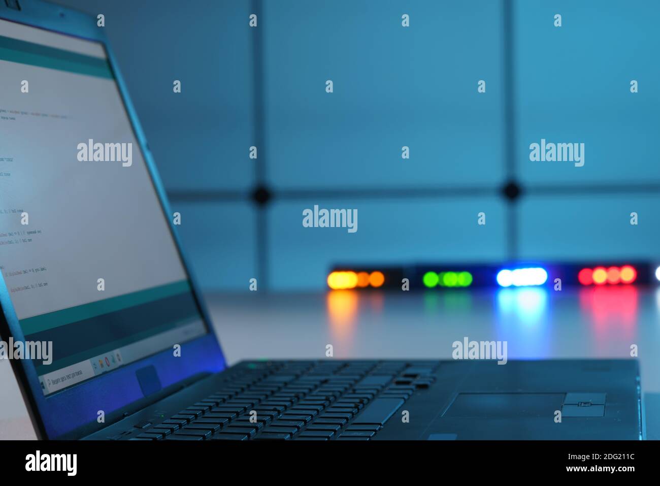 Computer program code on laptop screen Stock Photo