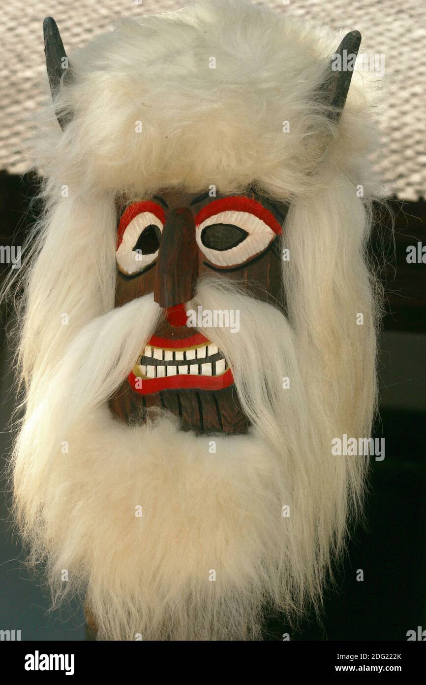 The Village Museum, Bucharest, Romania. Hand-made traditional masks for  sale Stock Photo - Alamy