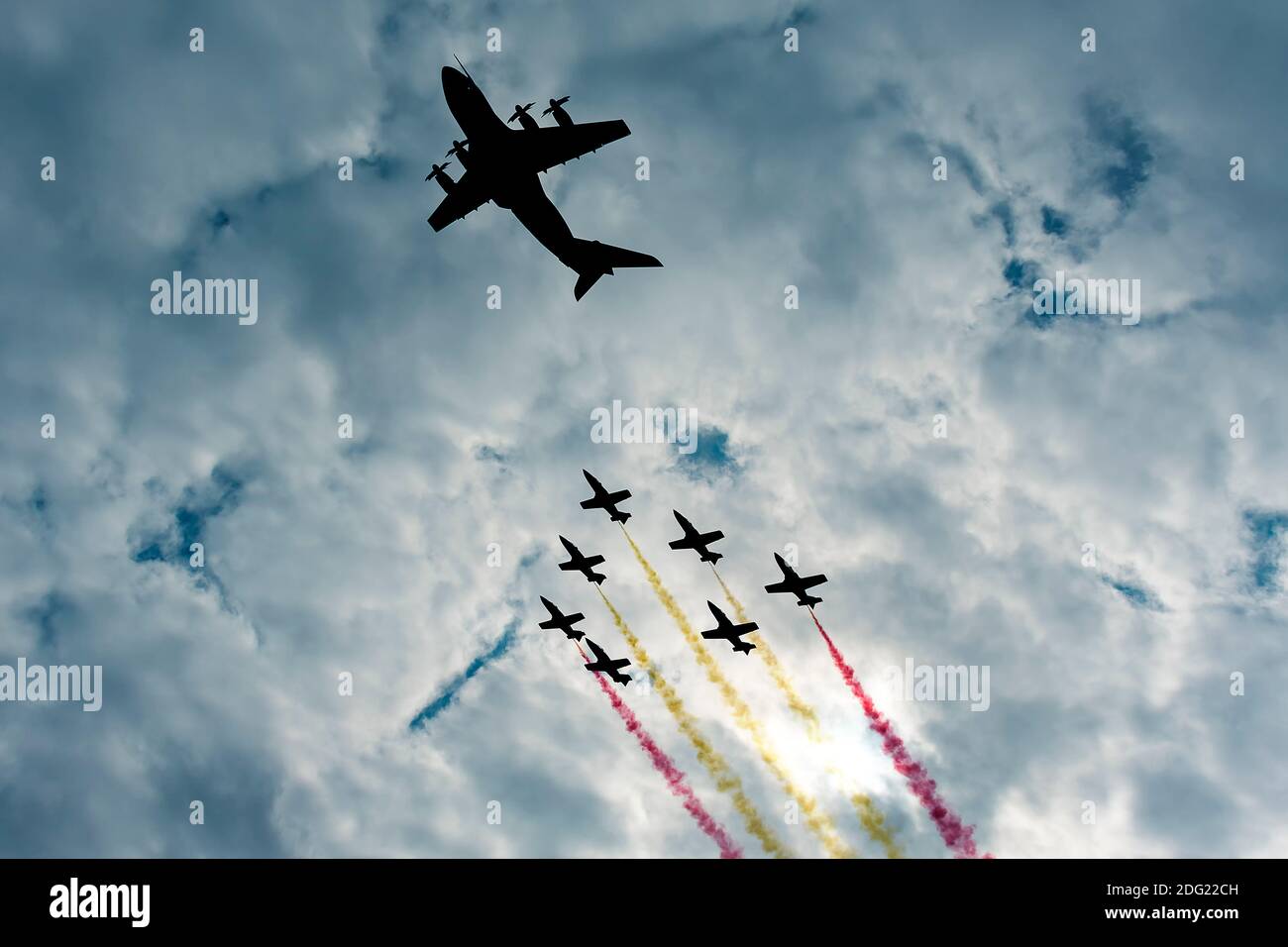 air festival of planes through the sky of Gijon Stock Photo