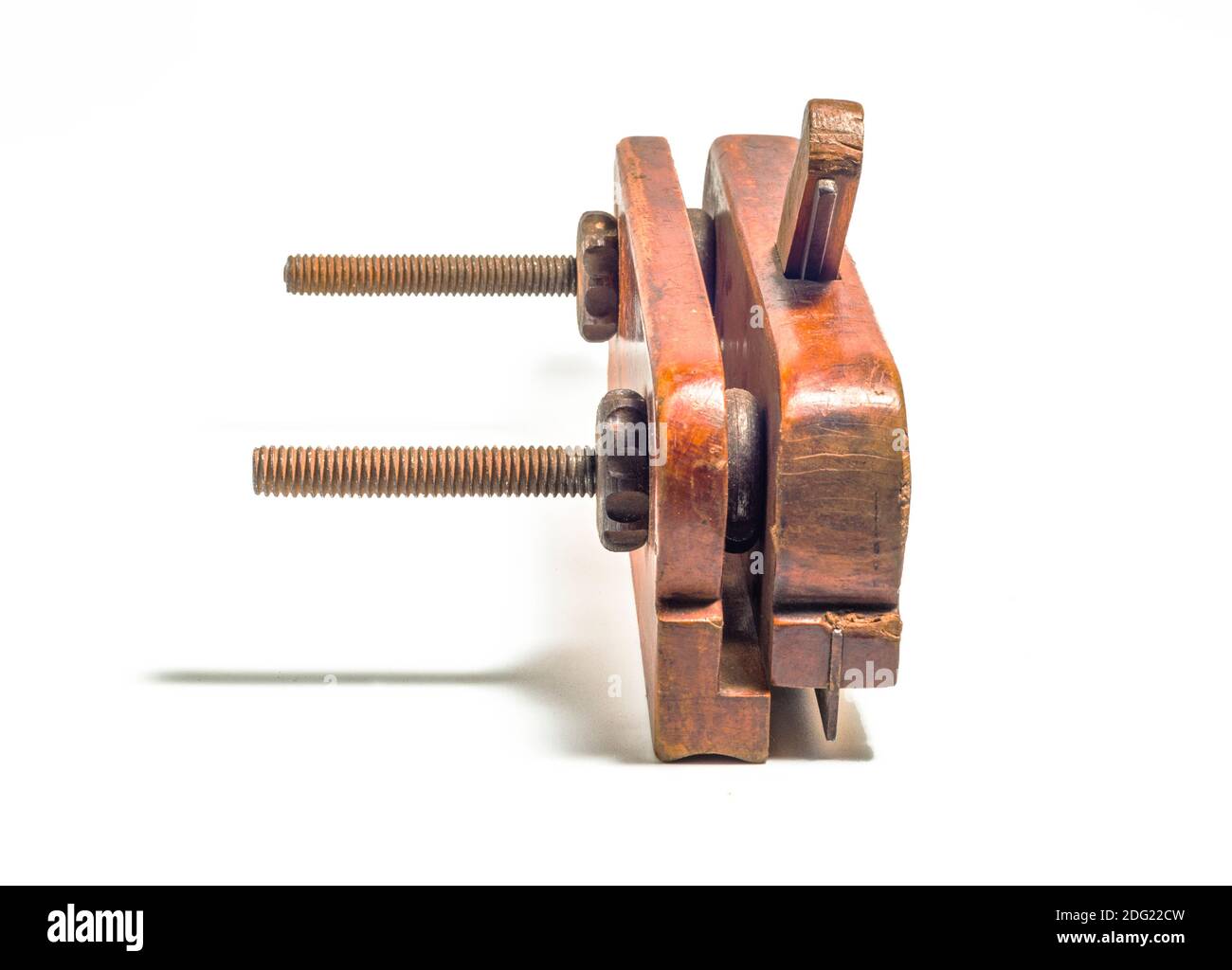 Old vintage wooden jointer Veritas Small Plow Plane isolated on a white