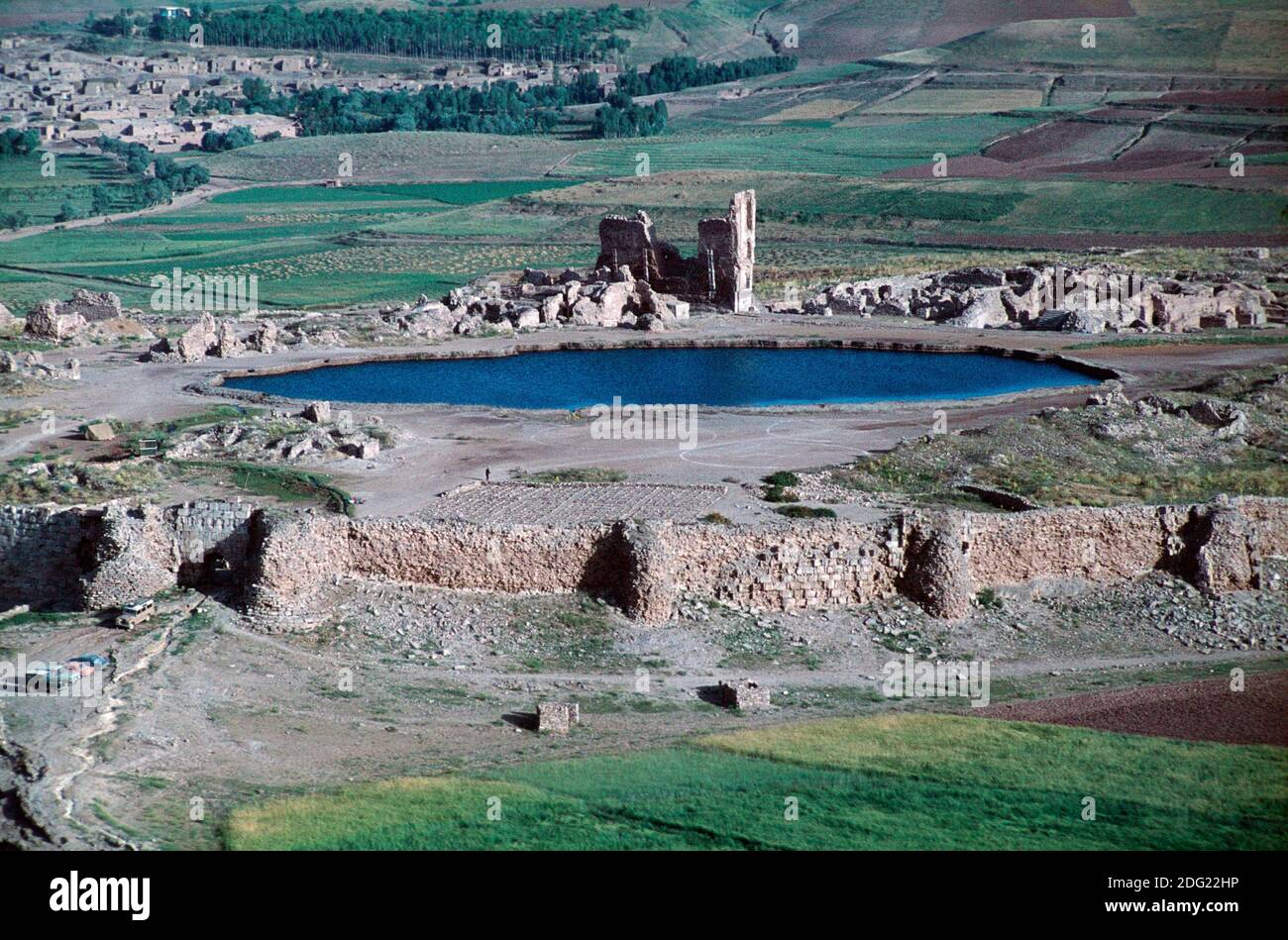 Takht-e Sulaiman, site of Sasanian fire temple and Mongol palace, Azerbaijan province, Iran. Stock Photo