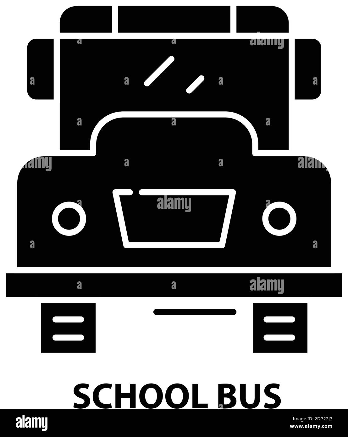 school bus icon, black vector sign with editable strokes, concept illustration Stock Vector