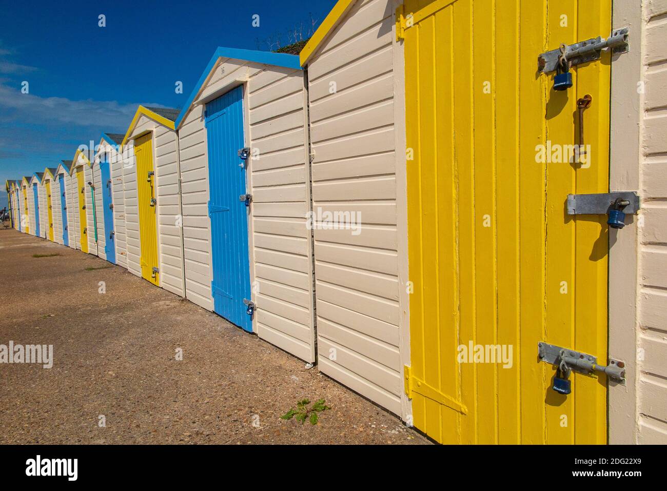 A row of beach huts in Westgate Bay, Margate, Kent Stock Photo Alamy
