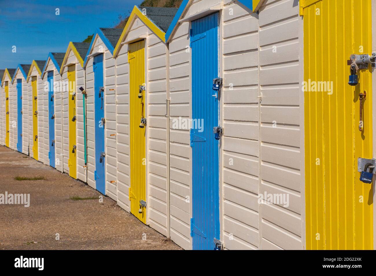 A row of beach huts in Westgate Bay, Margate, Kent Stock Photo Alamy