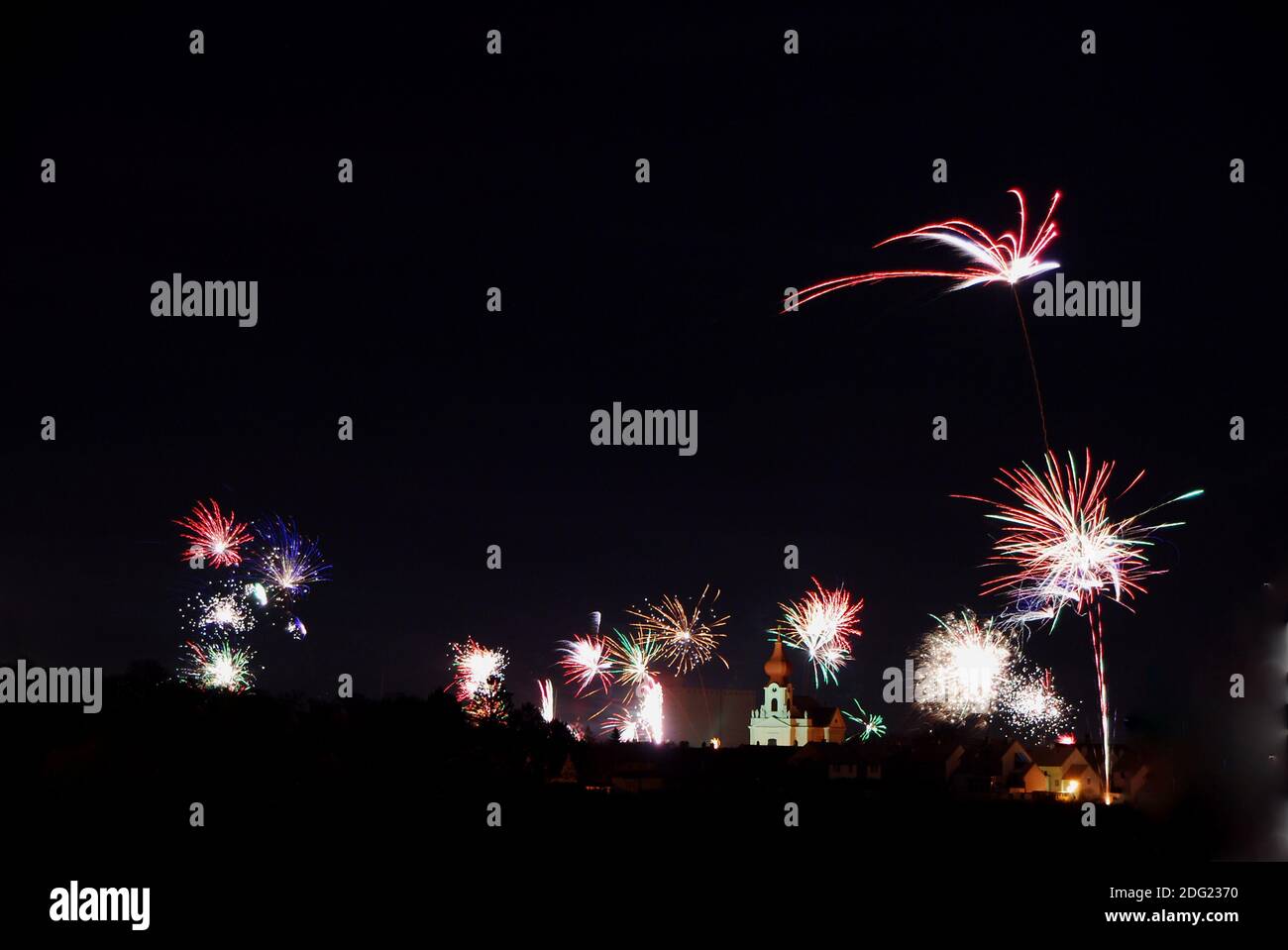 Fireworks at church Stock Photo Alamy
