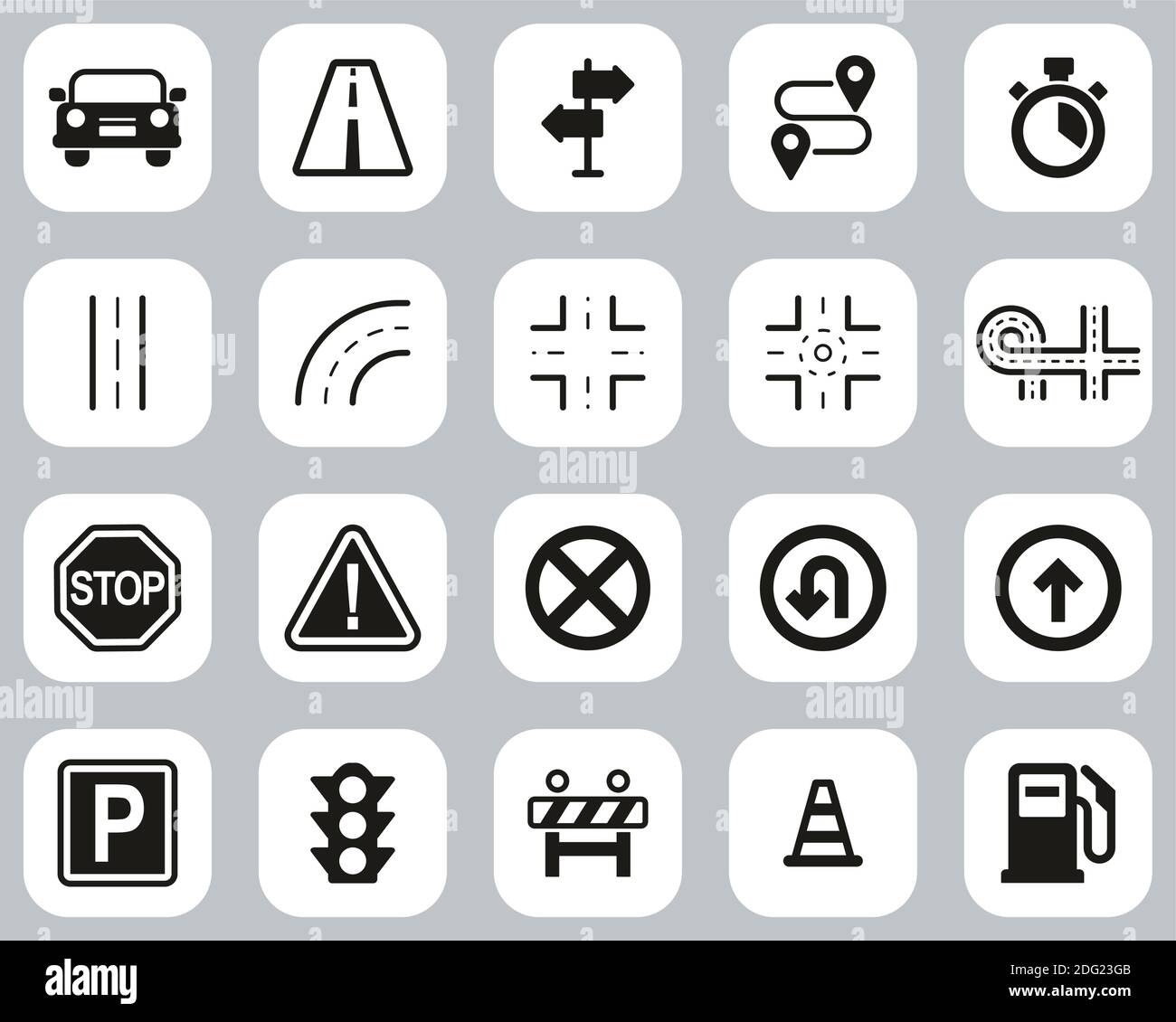 Traffic Icons Black & White Flat Design Set Big Stock Vector