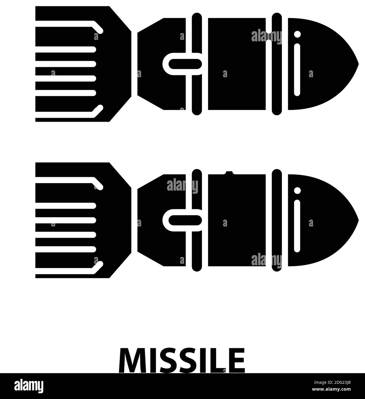 missile icon, black vector sign with editable strokes, concept ...