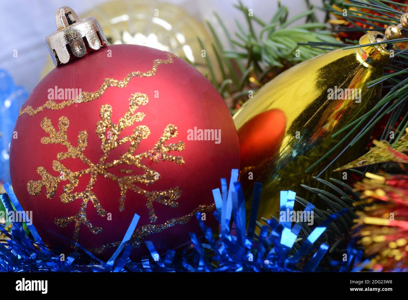Merry Christmas and Happy New Year Holiday card. 2021 Christmas holiday balls set. Stock Photo