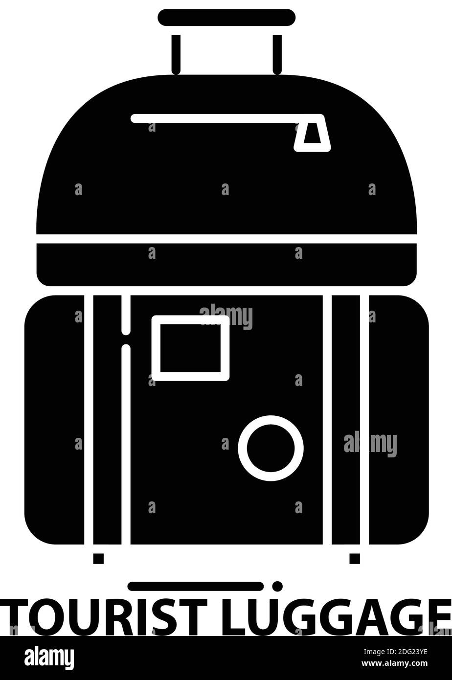 tourist luggage icon, black vector sign with editable strokes, concept