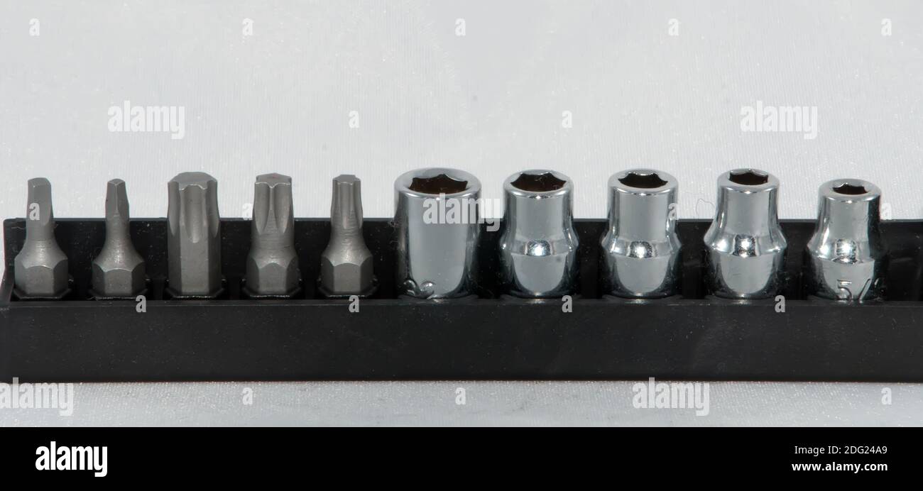 Various size screwdriver pieces Stock Photo