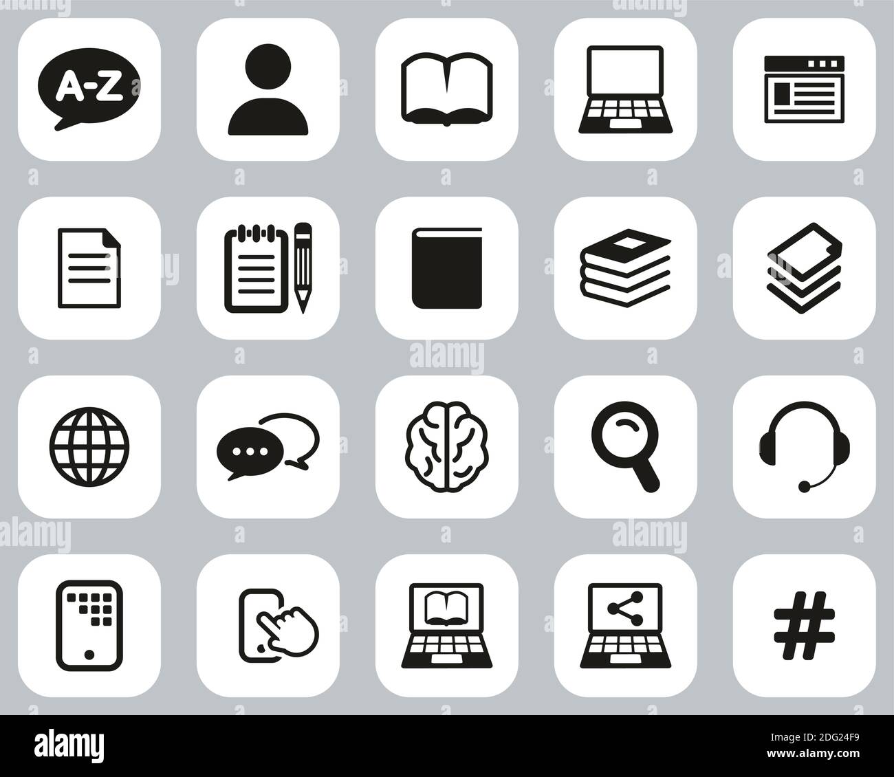 Translation Or Translator Icons Black & White Flat Design Set Big Stock Vector