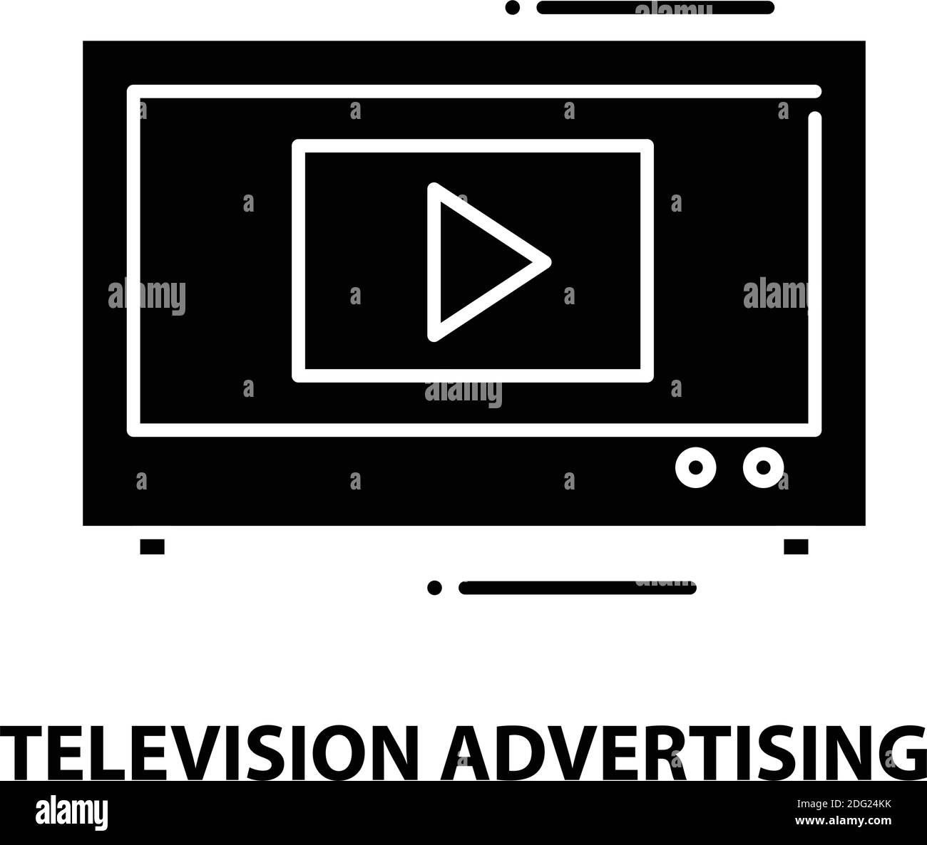 Television Advertising Icon Black Vector Sign With Editable Strokes Concept Illustration Stock