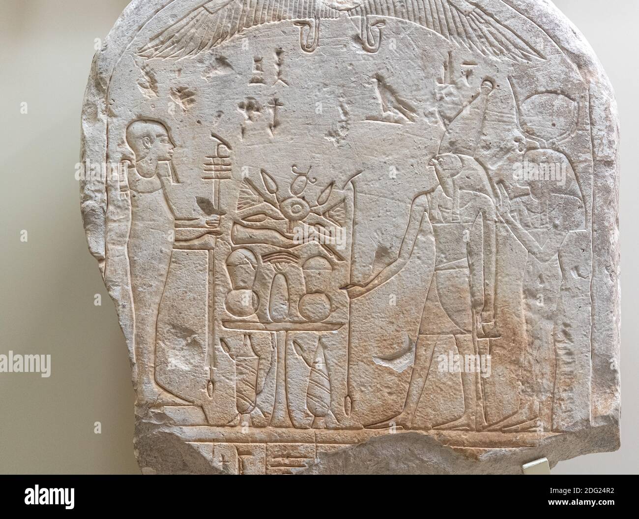 Votive stela to Ptath, Horus, and Isis. The item is seen in the Royal Ontario Museum exhibit