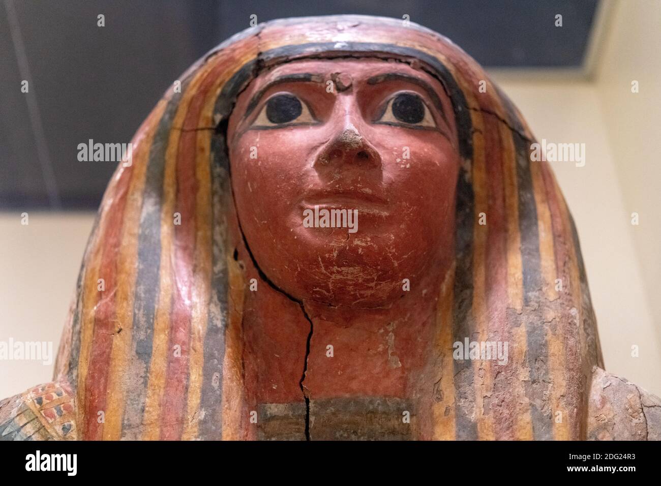 Mummy-case of Pedikhonsu from Thebes. The item is seen in the Royal Ontario Museum exhibit named 'Egyptian Mummies: Ancient Lives. New Discoveries' Stock Photo