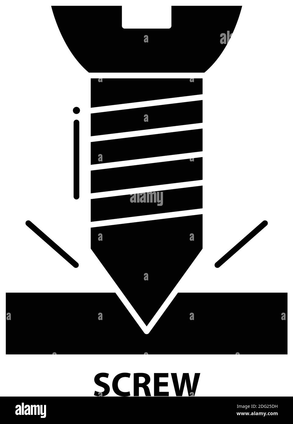 screw symbol icon, black vector sign with editable strokes, concept