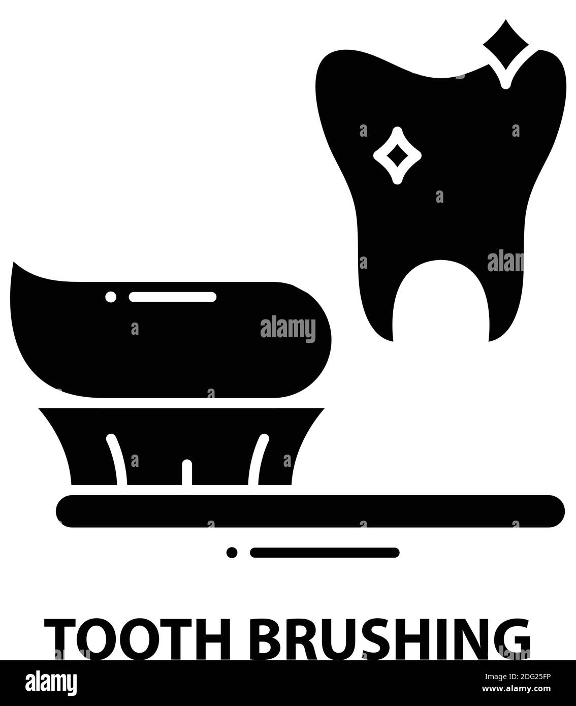 tooth brushing icon, black vector sign with editable strokes, concept illustration Stock Vector